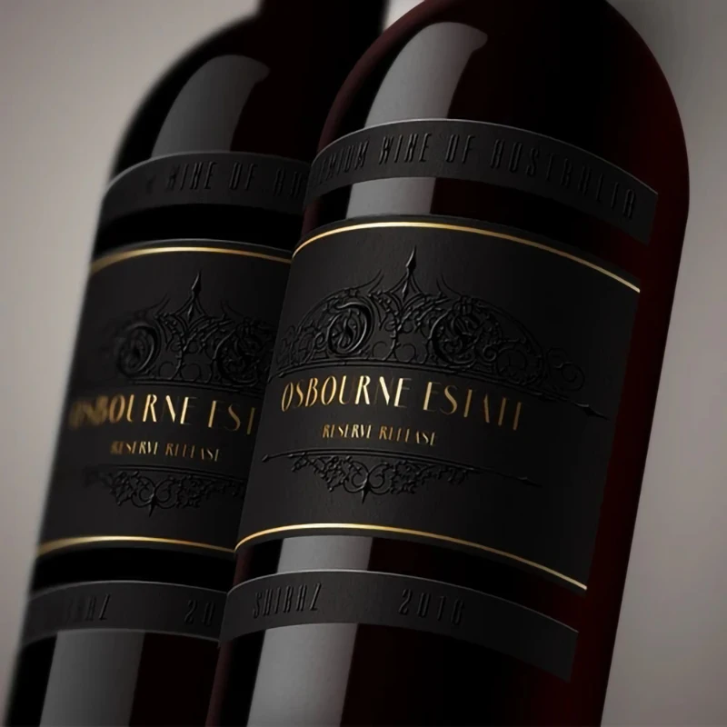 Custom Luxury Textured Paper Labels Raised Uv Spot Copper Gold Foil Embossed Sticker Label for Wine Bottles