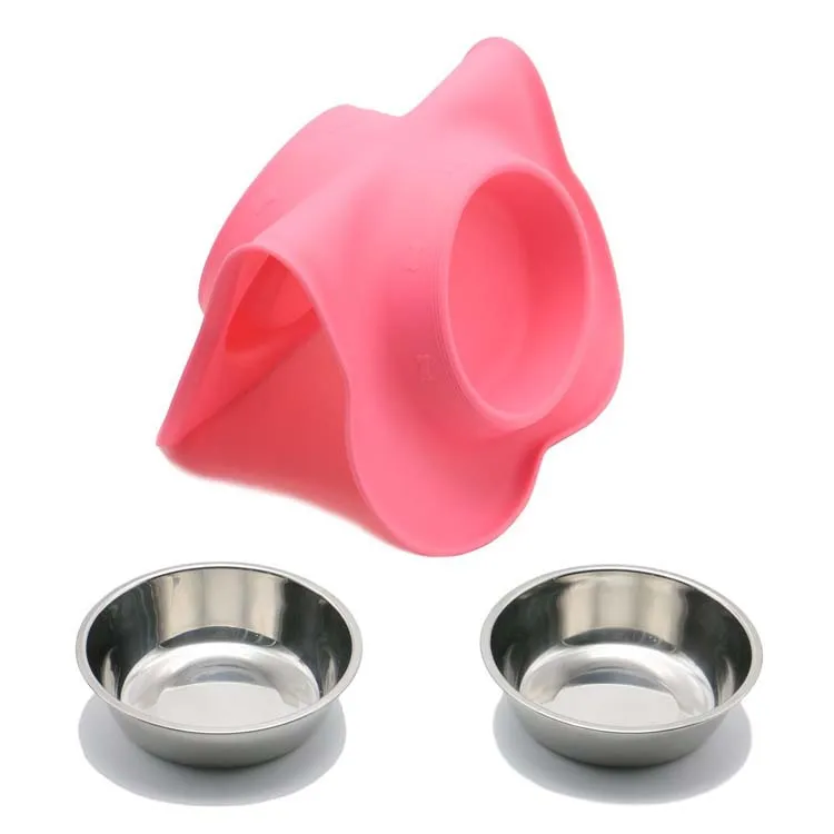 
Pet Dog Bowls 2 Stainless Steel Dog Bowl with No Spill Non-Skid Silicone Mat Dog Bowls 
