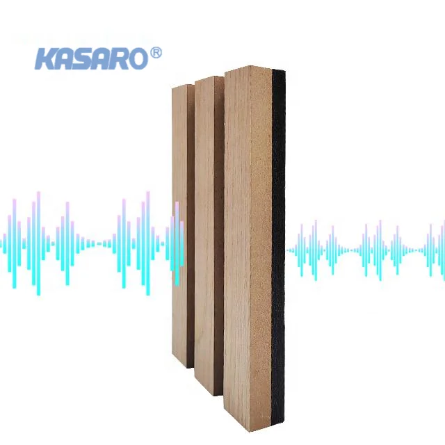KASARO oak acoustic slat wood wall panels china polyester fiber acoustic panels