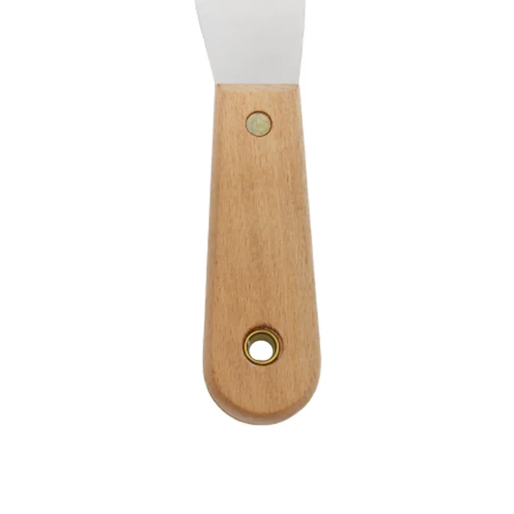 Custom stainless steel paint scraper mirror polished beech wood handle putty knife
