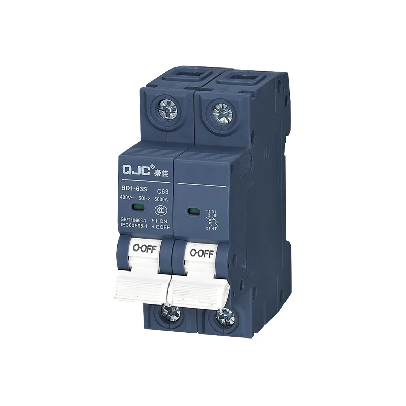QJC AC 400V 63A 6KA OEM ODM Mini Mcb 2 Pole Industrial Miniature Circuit Breaker mcb