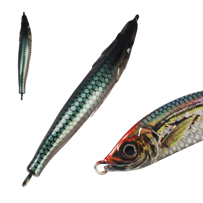 30g40g 60g 80g Saltwater Fishing Jigs Luminous Glow 3D Colors Vertical Jigging Lures Japan Style Long Casting Offshore Metal Jig