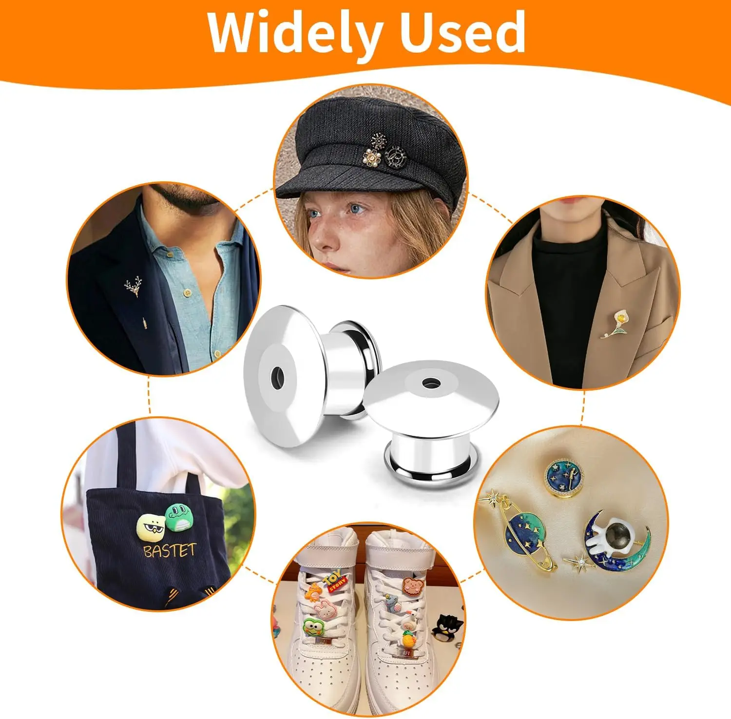 100 PCS Pin Backs Locking, Lapel Pin Keepers Clasp, Metal Pin Locks Back, Brooch, Badge Keepers, Replacement Pin Back