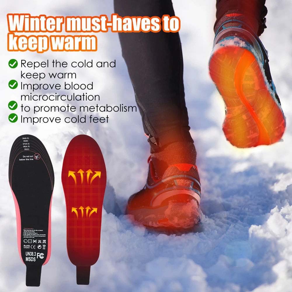 Wireless Rechargeable Heating Winter Foot Warmer Remote Control Electric Heated Shoe Insoles