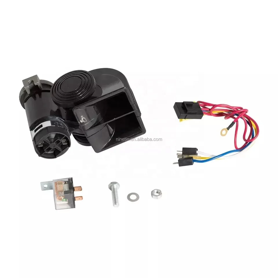 Wholesale customized black finishing 12v electric solenoid snail air horn for universal truck