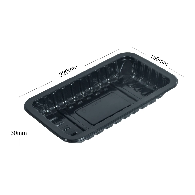 High 30 40 60 75 Black Flat Deepen Black Plastic Meat Tray Plate