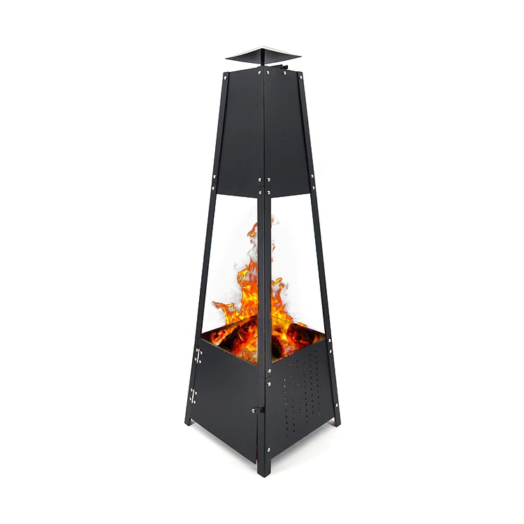 Black Metal Wood Burning Patio Wood Burning Outdoor fireplace Heater Steel Chimenea fire pit HR-HK-010