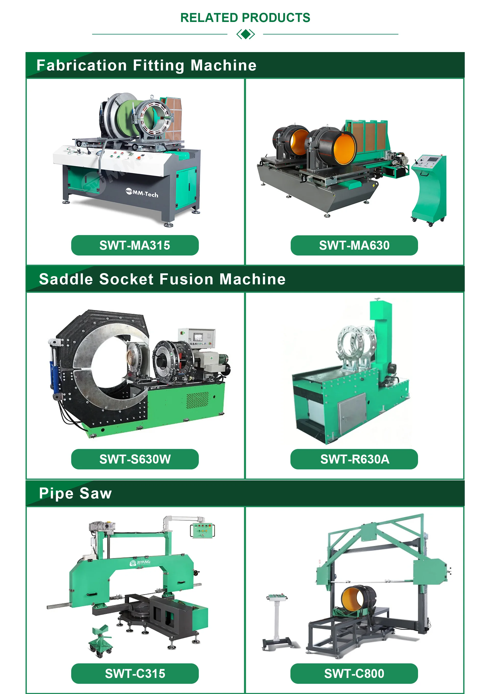 Factory Price SWT-C630 Plastic Pipe Cutting Bandsaw Machine 110-630mm Hdpe Pipe Band Saw Machine With 2-year Warranty