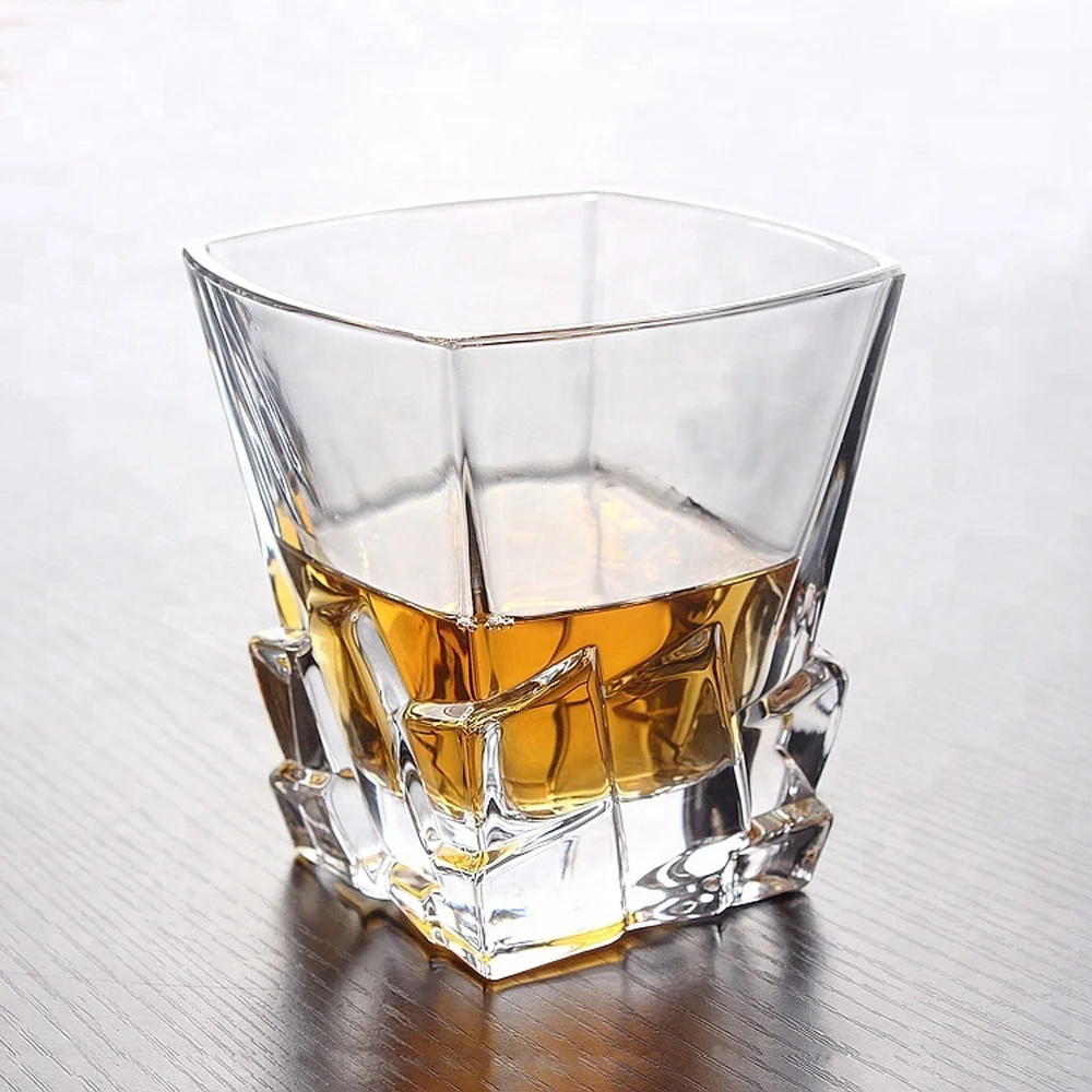 Amazon Hot Selling 100% Lead Free Old Fashioned Square Whiskey Glasses Wine Glass