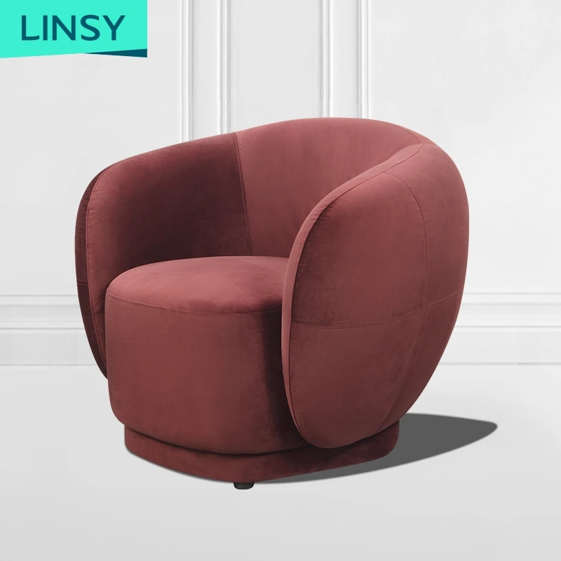 Linsy Modern Arm Chairs Living Room Livingroom Furniture Single Sofa Luxury Red Tufted Velvet Fabric Sofa Chair Jym1833