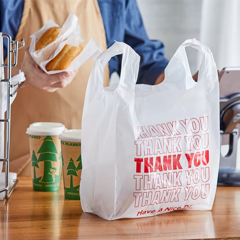 Bio Bag Custom Compostable Cornstarch Grocery Shopping Single-Layer Laminated Eco Biodegradable Plastic TShirt Bags With Logo