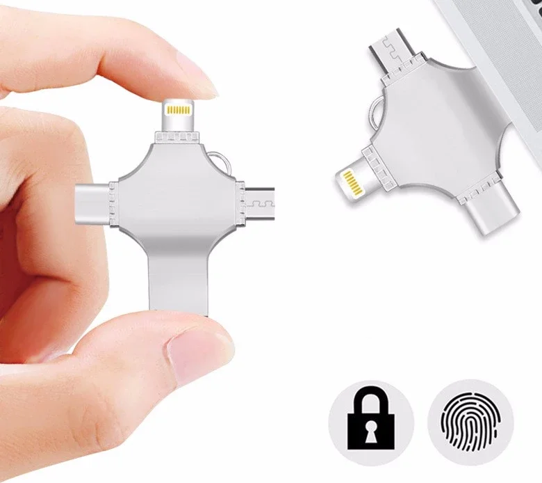  4 в 1 Usb Otg флэш-накопитель 3 0 внешнее хранилище для Iphone Ios Lightning Android Windows Samsung телефонов Type C