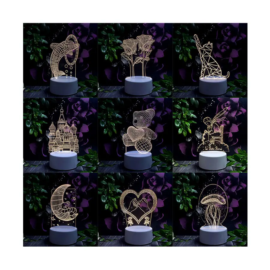 New Arrivals Smart Touch 16 Colors Changing Dimmable USB Powered Bedroom Decoration Table Sleep 3D Led Night Light Lamp for Kids
