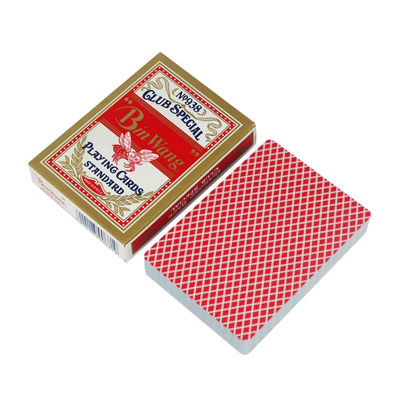Bin Wang 938 Playing Cards Standard Blue Core Paper Club Special Plastic Coated Casino Quality Playing Cards Poker Wholesale