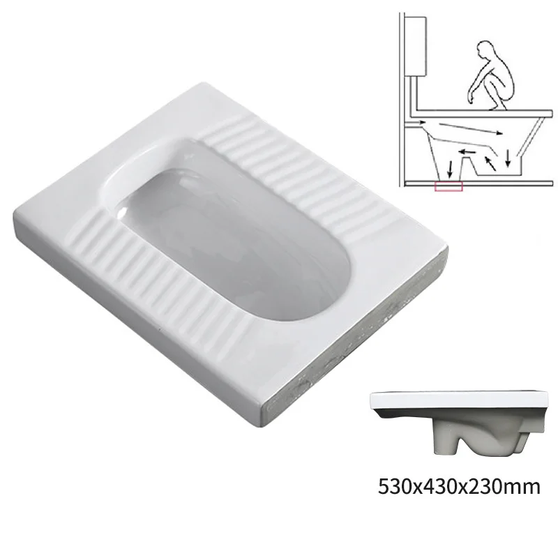WDSI High Quality Sanitary Ware Ceramics Floor Standard Squatting  Floor Mounted Wc Squatting Pan Ceramic Squatting Pan Toilet