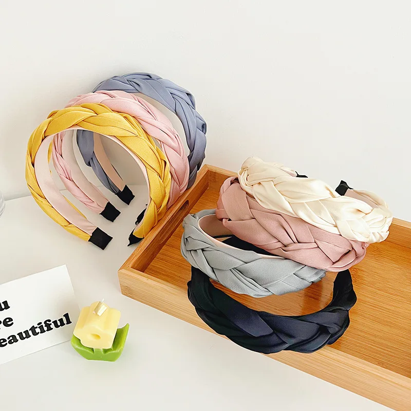 Plain Hair Accessories Hair Band Silk Wide Hairbands Headbands For Women