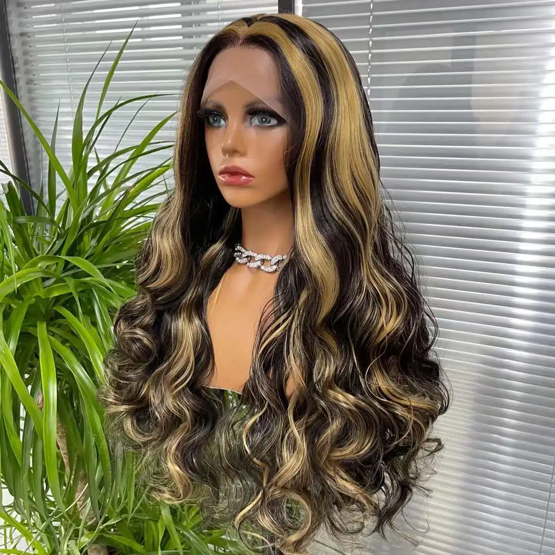Hottest sale Premium synthetic lace front wigs 13*3 Highlight long wavy futura wholesale synthetic wigs front lace