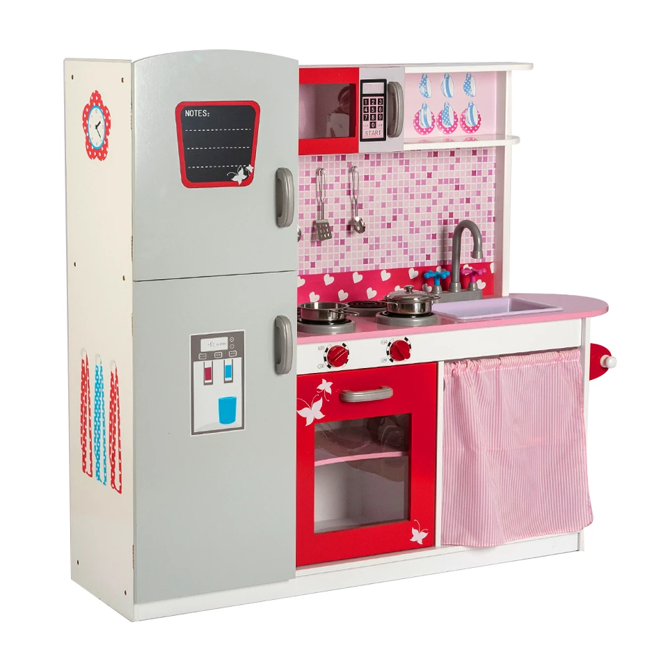 Милый розовый и красный большой кухонный набор, игрушки для детей, Возраст 3 +