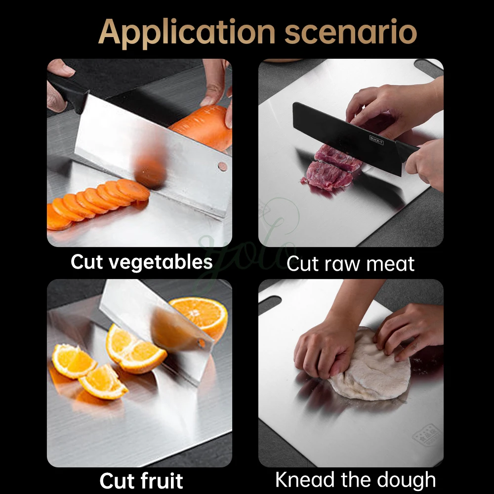 2024 New Dishwasher Safe Titanium Stainless Steel 304 Cutting Board Chopping Blocks for Kitchen Meat Fruit Vegetables