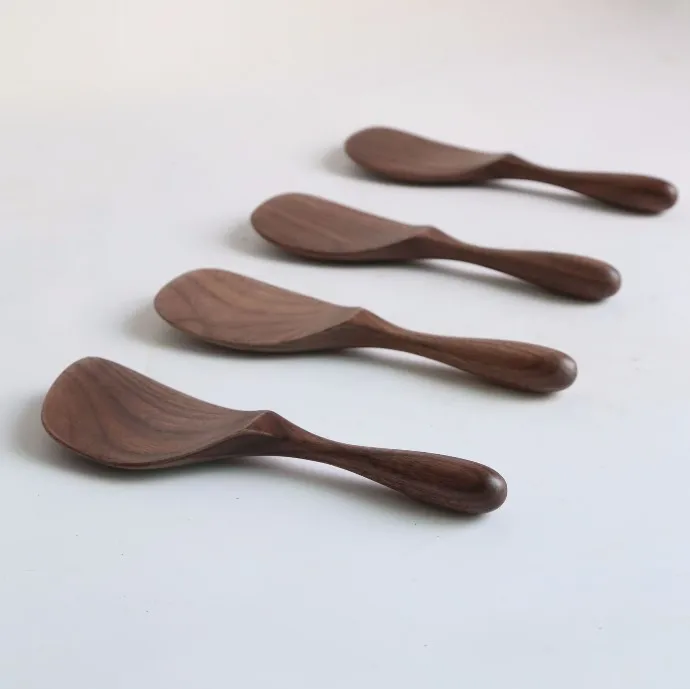 Natural black walnut tableware solid wooden rice spoon