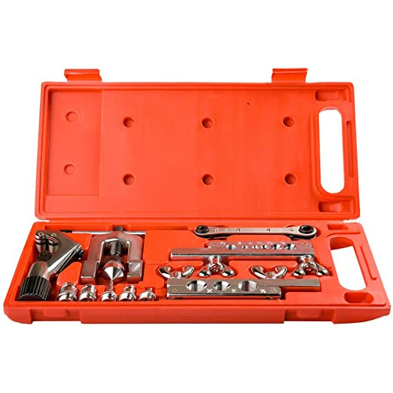 Flaring Swage Tool Kit for Copper Plastic Aluminum Pipe With Tubing Cutter & Ratchet Wrench