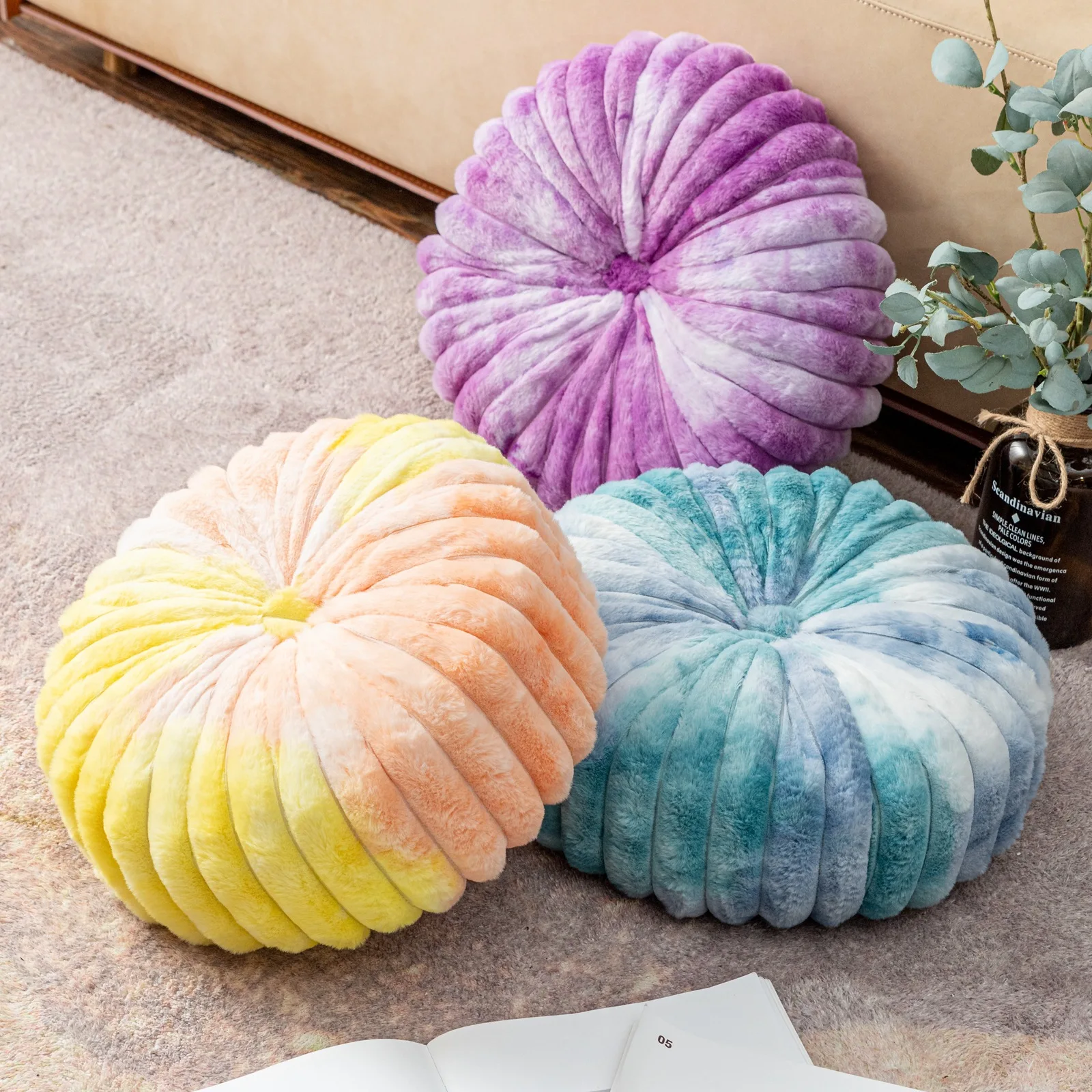 Amity Ins Style Round Pumpkin Pillow Tie Dyed Stripe Handmade Wheel Pillow Sofa Cushion Bedside Seat Cushions for Home Decor