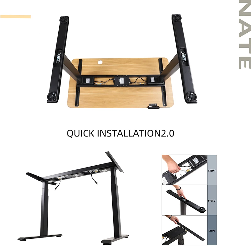2023 New Pre-assemble Model Dual Motor Electric Table Fast Installation Ergonomic Height Adjustable Stand Up Office Desk Frame