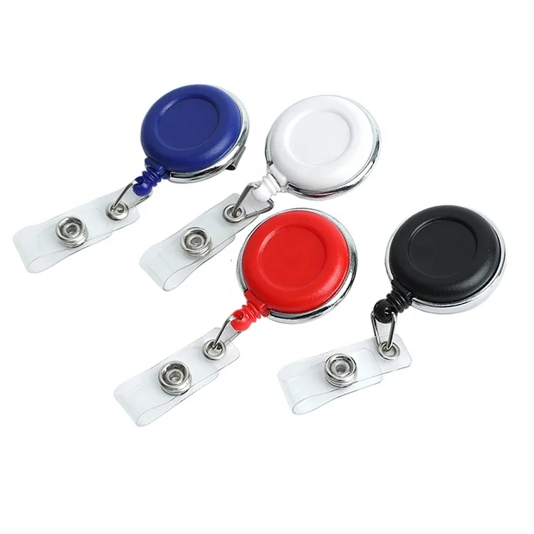 35mm Round Retractable Metal Frame Nurse Retractable Badge Reel Yoyo ID Card Holder Reel Clip