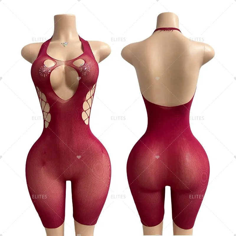 ELITES Wholesale Customization Top Ranking Best Review Party Mesh Rhinestone Stripper Outfits Dancewear Exotic
