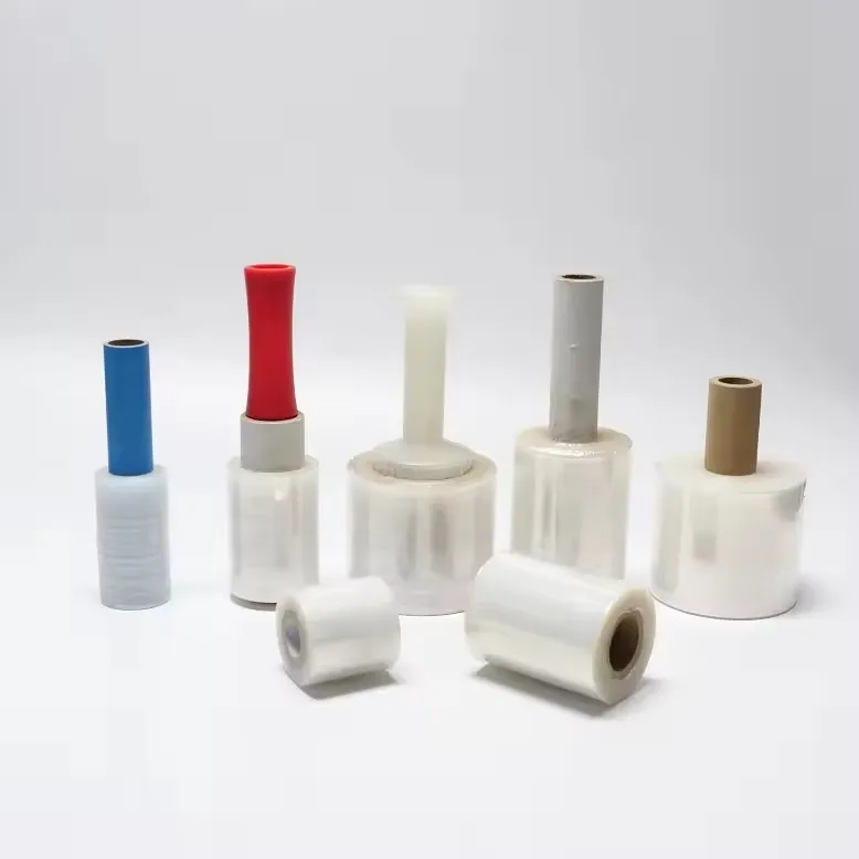 factory wholesale Clear Mini Hand Stretch Film/Stretch Wrap With Rotating Plastic Handle Hand stretch film