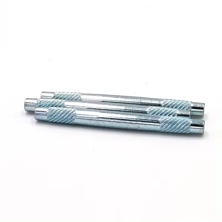custom fastener  CNC Lathe CNC Turning Plating  Zinc Coating Steel  machined Knurled Shaft Dowel Solid Rivet