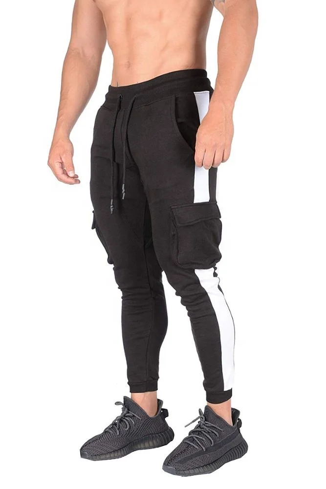 custom Men Loose Fit Sport Gym Skinny Jogging Pants Drawstring Stretch Sweatpants