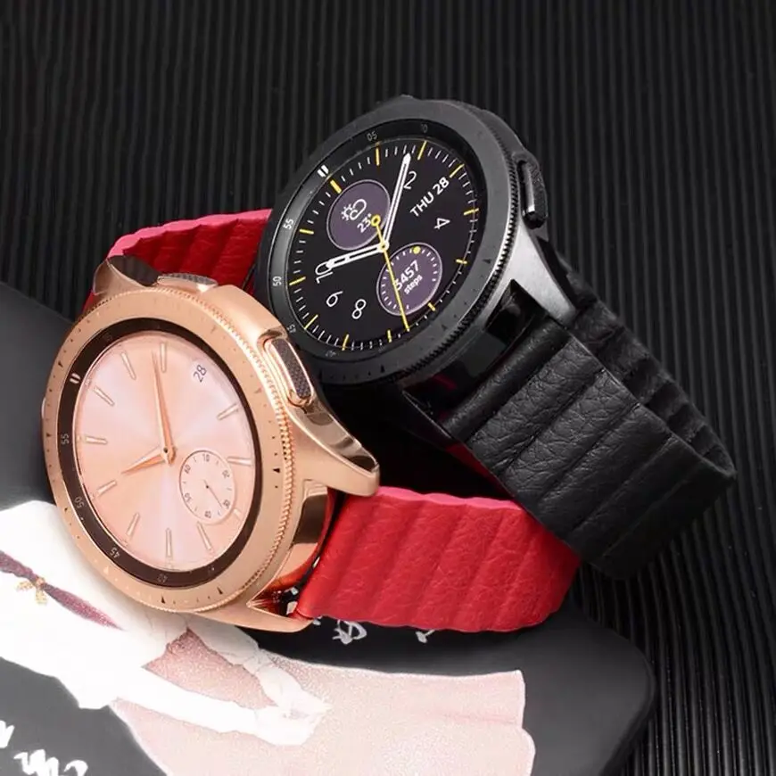 Ремешок из натуральной кожи для наручных часов Samsung Galaxy Watch 46 мм браслет active watch Gear s3 Frontier быстросъемный мужчин и женщин