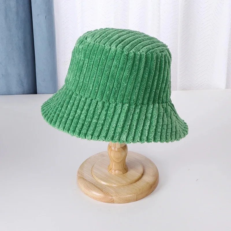 New Corduroy Bucket Hats Women Casual Fisherman Hat Men Autumn Winter Warm Basin Hat Plain Panama Cap