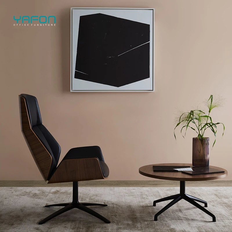 Luxury Leather Upholstery With Wooden Frame High Back Leisure Office Chair