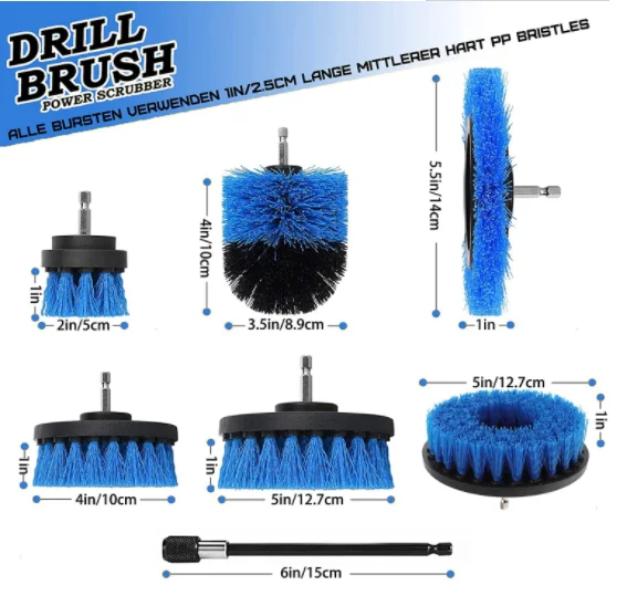 Brush attachment drill set 8 pieces, brush for cordless screwdriver,  attachment cleaning brush