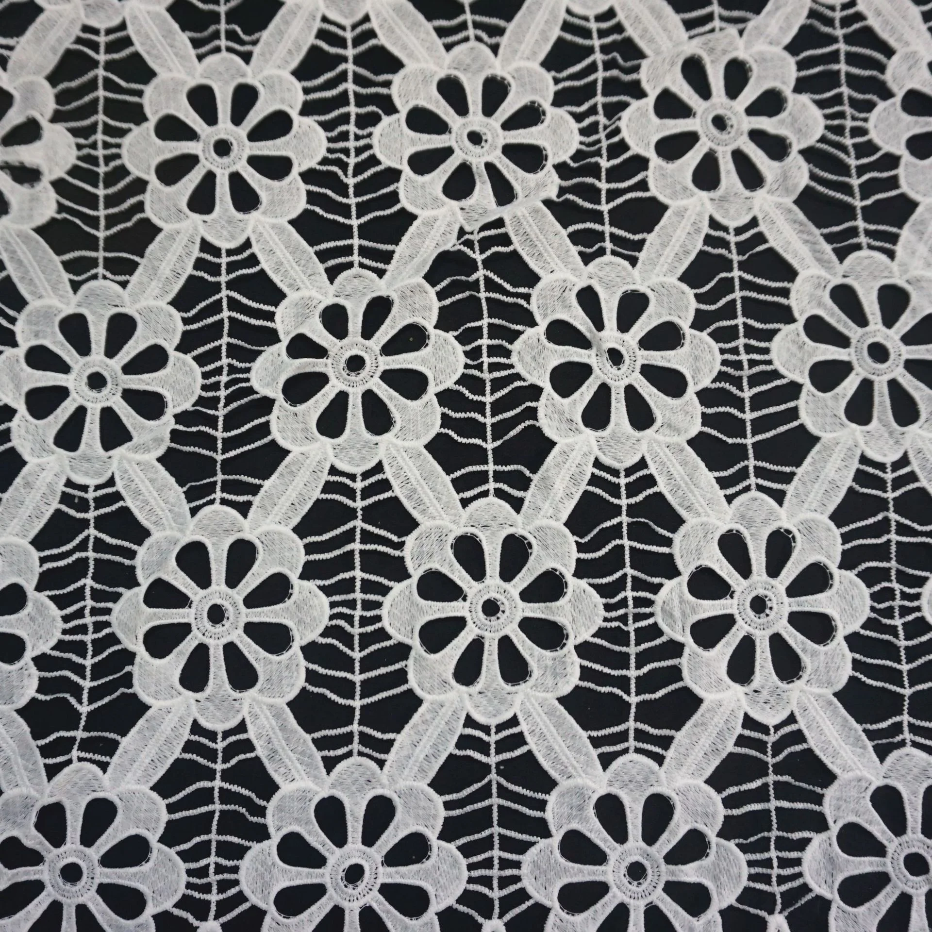 High Quality crocheted Embroidery Water Soluble Delicate Cotton Flower Lace Trim for Decoration and cloth