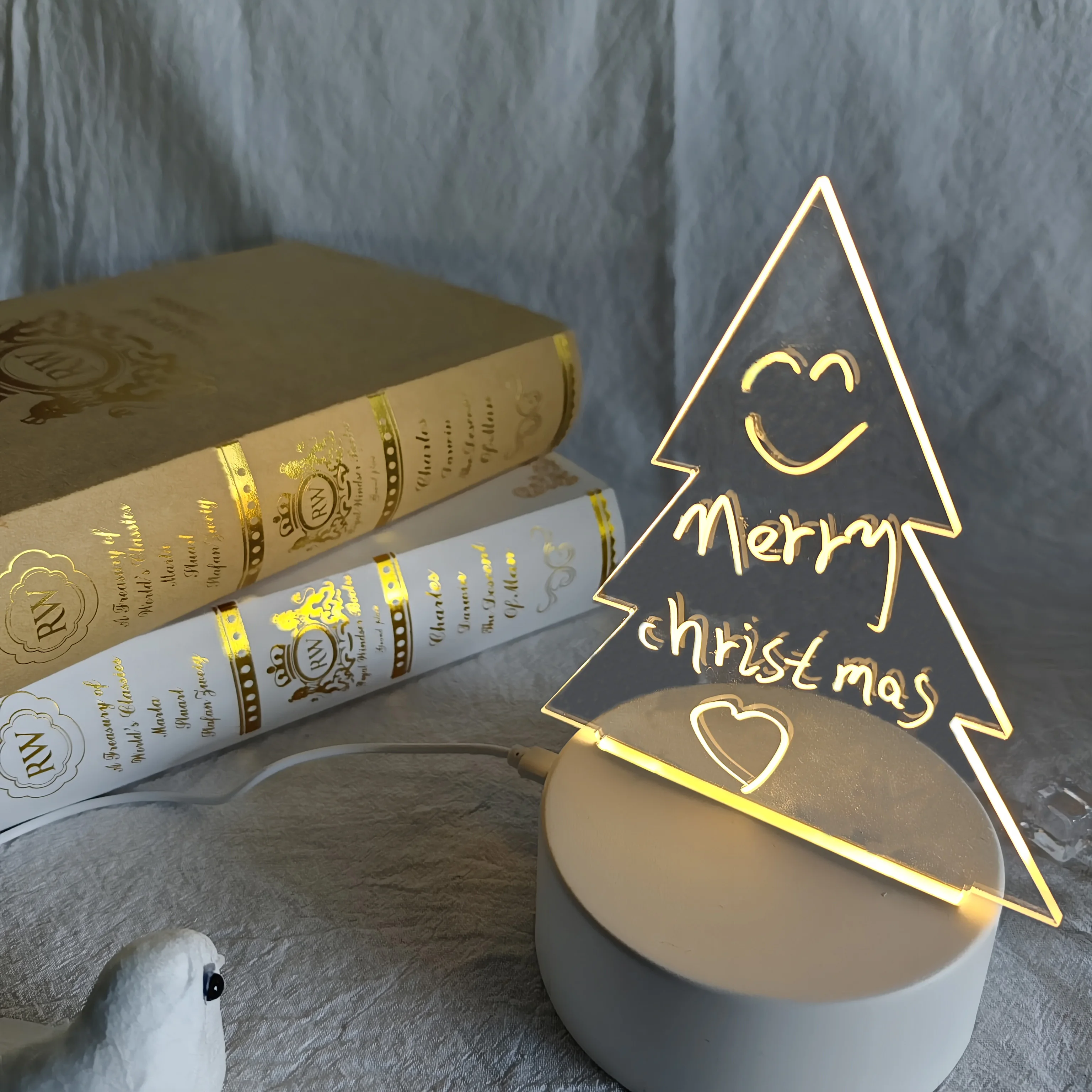 Boce Erasable creative high transparent acrylic Diy rgb led holiday gift glow 3d memo notepad nightlight