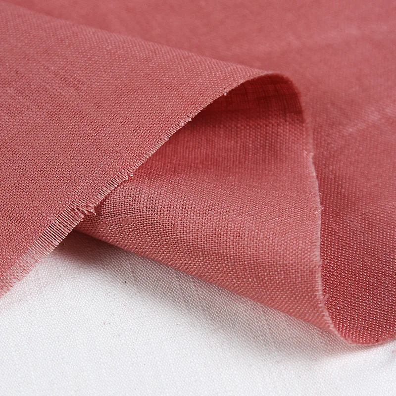 New fashion clothing solid color thickened plain linen fabric in stock 100% linen plain fabric