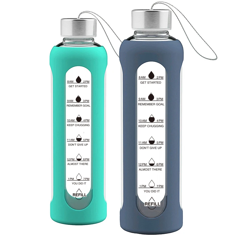 Customized Heat-resistant Glass Drinking Bottle with Silicone Sleeve