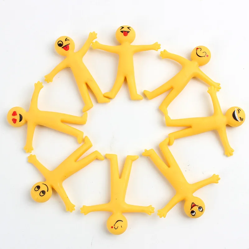 2023 wholesale Mini TPR Stress Relief Decompression Smiley Yellow Little Man Bendy Stretchy Sensory toy