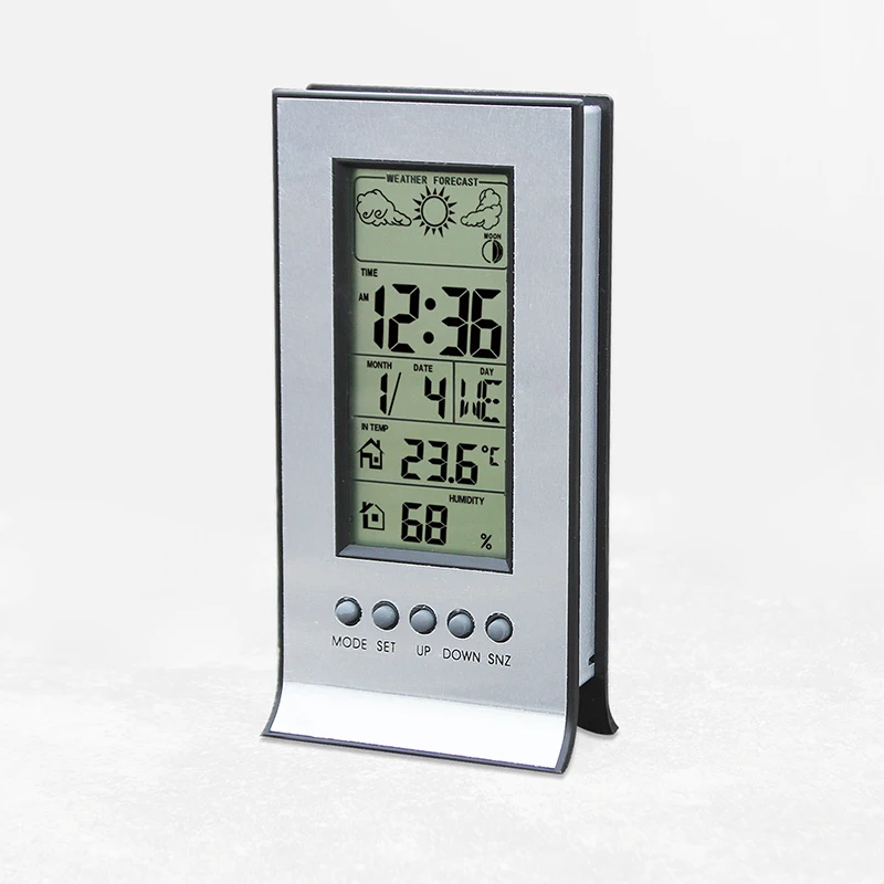 
H106A LCD weather station alarm clock table Alarm Clock digital table calendar mini alarm desktop clock 