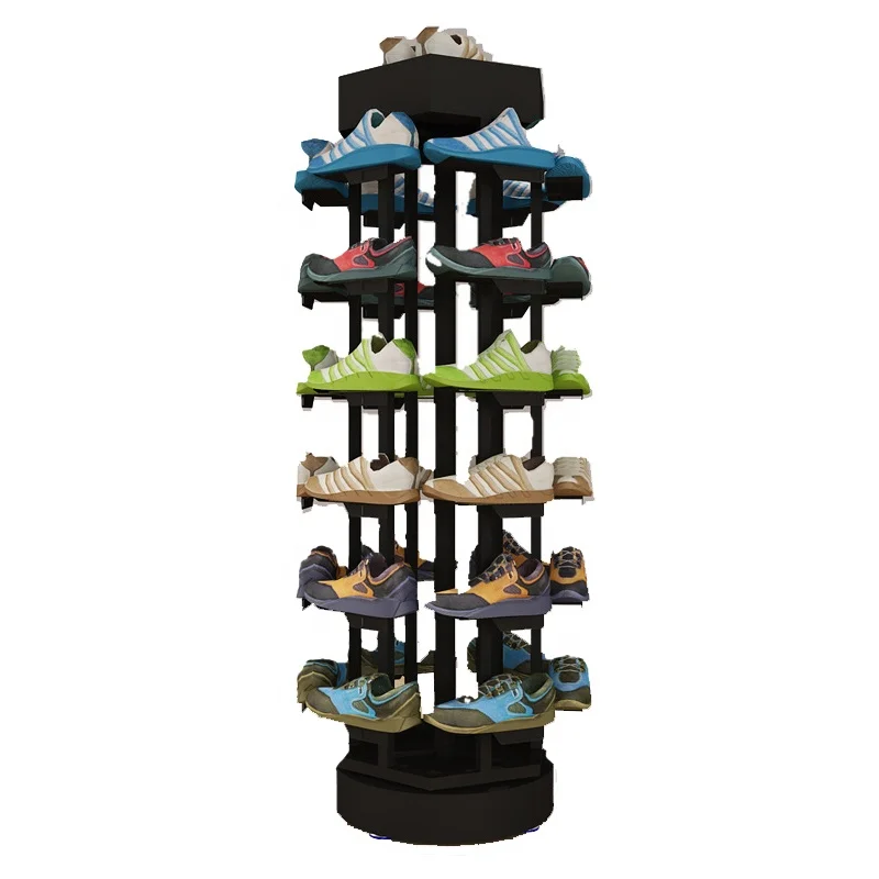 Прямая поставка с завода, вращающаяся металлическая подставка для спортивной обуви с порошковым покрытием для розничного рынка