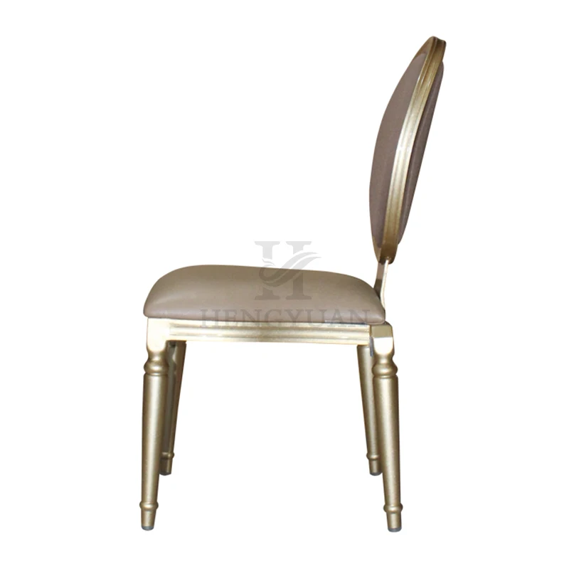 Customized Color Wood Grain Stackable Weeding Dining Banquet Aluminium Louis Chair