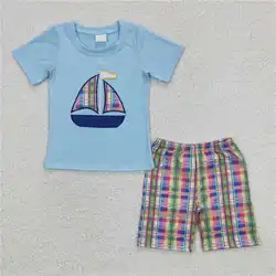 kids boutique new customized short sleeve shirt and pants clothing easter outfits kids boutique suits for kids boys