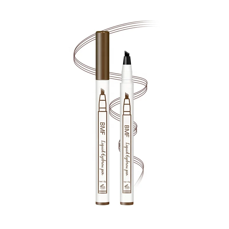 Kaidafa Private Label Microblading Eyebrow Tattoo Pen Waterproof Fork Tip Eyebrow Ink Pen 4 Heads Liquid Eyebrow Pen