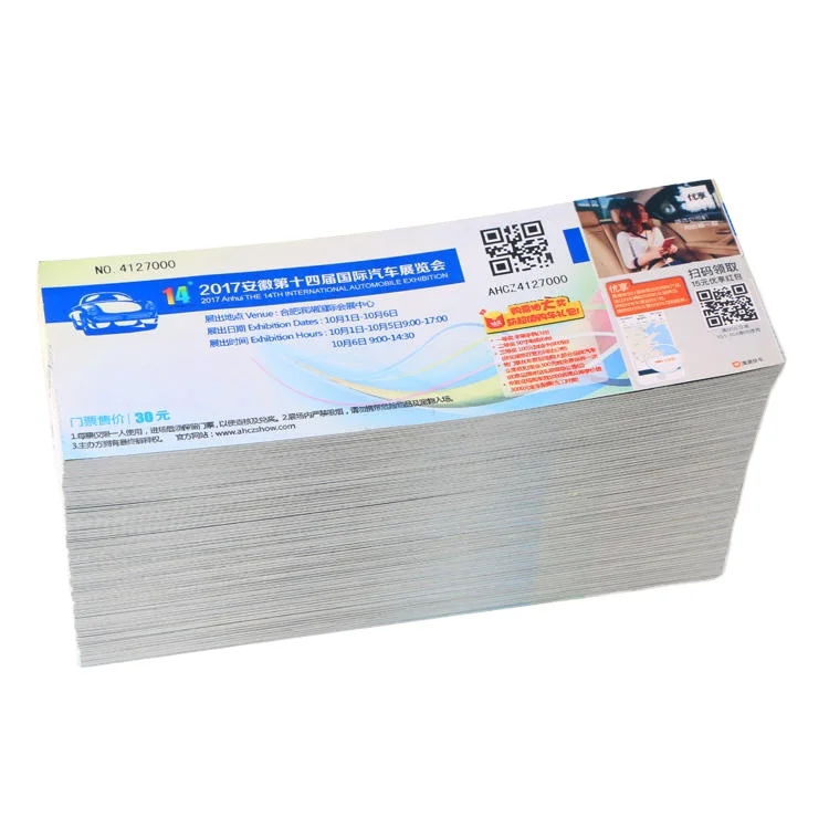 Custom Flight Ticket Printing Airline Thermal Paper Boarding Pass Full Color Boarding Pass Ticket Printing