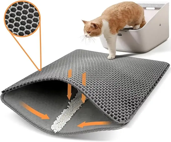 Kingtale  Honeycomb Double Layer Design Urine and Water Proof Material Scatter Control cat litter mat