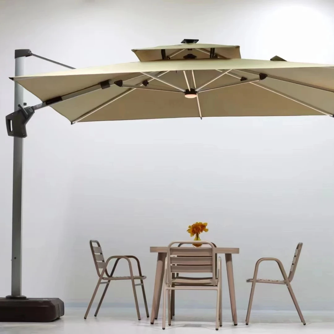 Wholesale Factory Uv Protection Parasol Custom LOGO Printed 12 FT Outdoor Beach Garden Big Size Sun Patio Umbrellas with Light