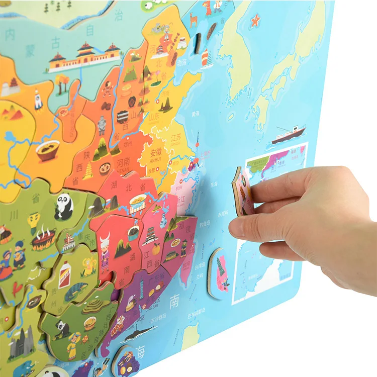 Детская деревянная магнитная карта мира, развивающие игрушки для детей, Игрушки для раннего обучения, игрушки с геознанием